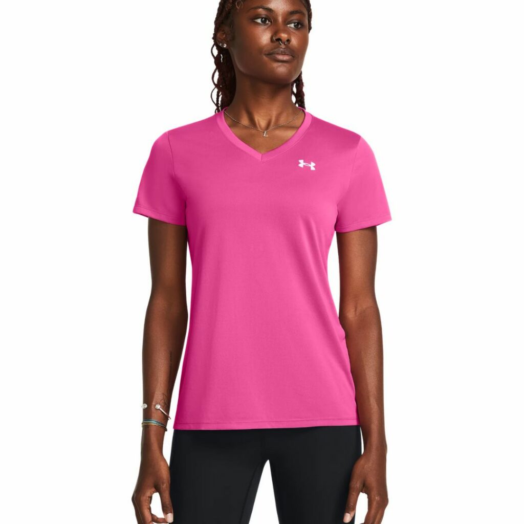 Under Armour T-Shirt Tech™ V-Neck - Rebel Pink/White