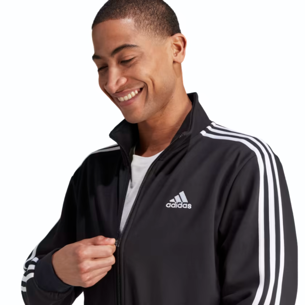 Adidas Tuta Basic 3-Stripes Fleece - Black/White - immagine 2